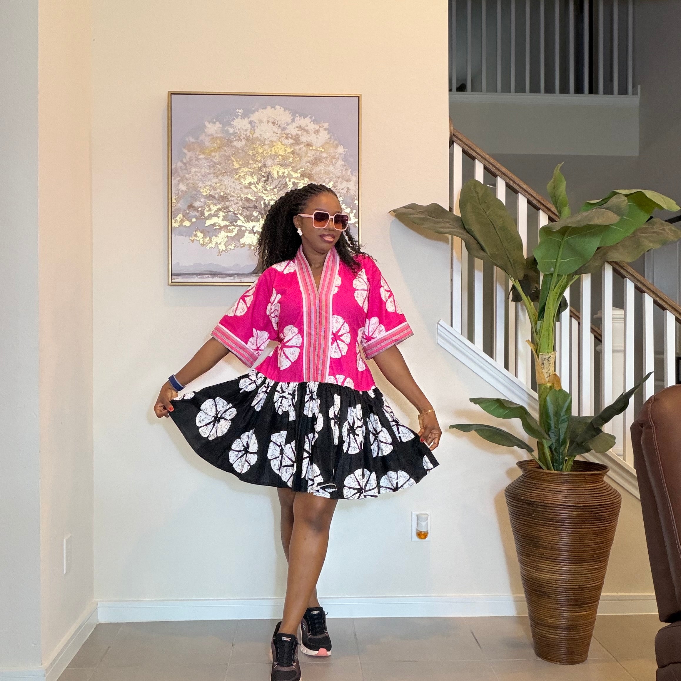 Ankara Mini Dress with Handwoven Aso Oke