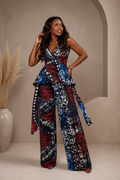 Adire Halter Neck Jumpsuit African Batik Jumpsuit