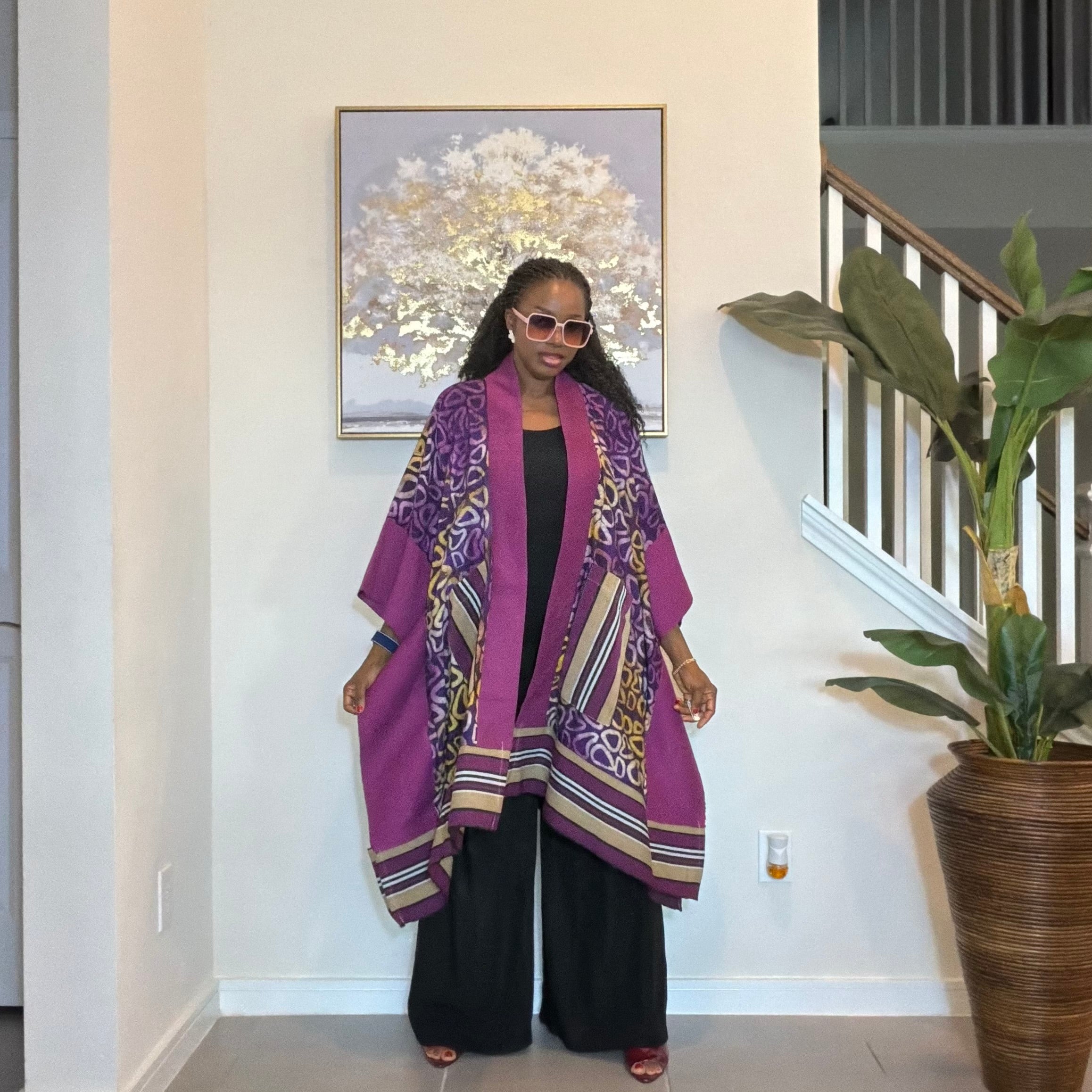 African Adire and Aso Oke Kimono, African print kimono, African fashion, Handmade African Print Robe, Boho Nigerian Fashion