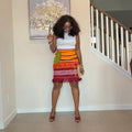 Colorful African Aso Oke Fringe Skirt, Handmade Aso Oke Patchwork Skirt