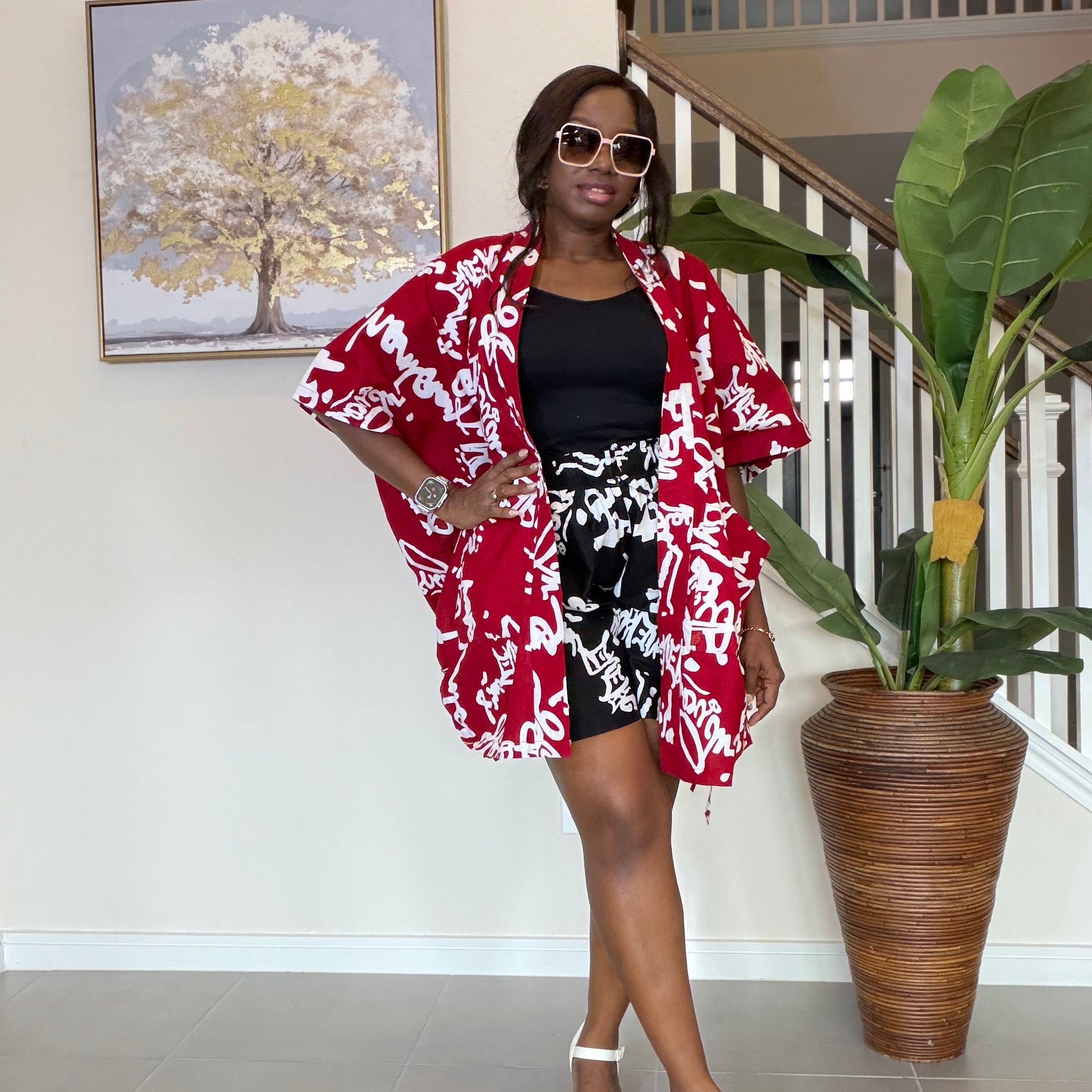 Ankara Kimono & Knicker Set: African Print Boho Lounge Outfit