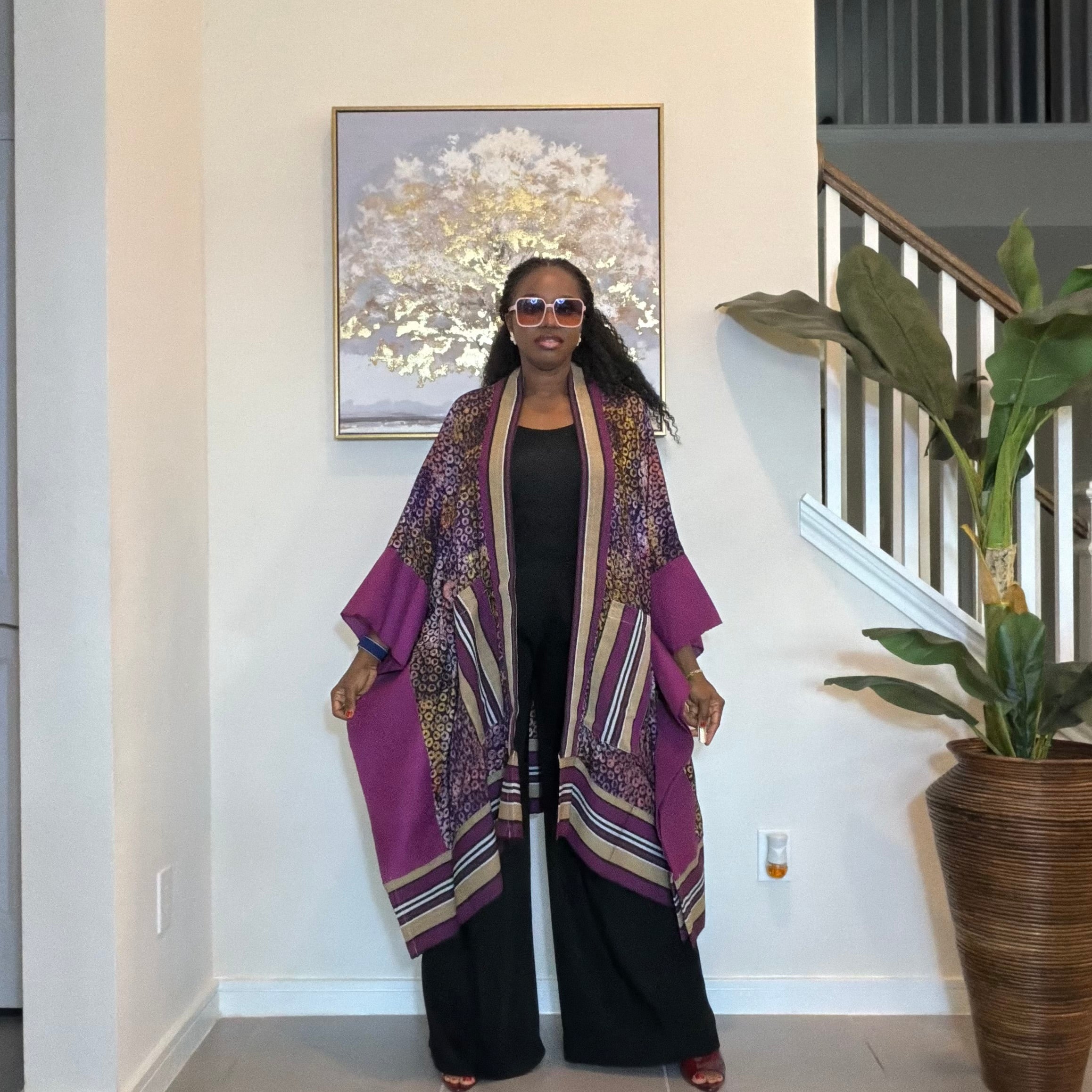 African Adire and Aso Oke Kimono, African print kimono, African fashion, Handmade African Print Robe, Boho Nigerian Fashion