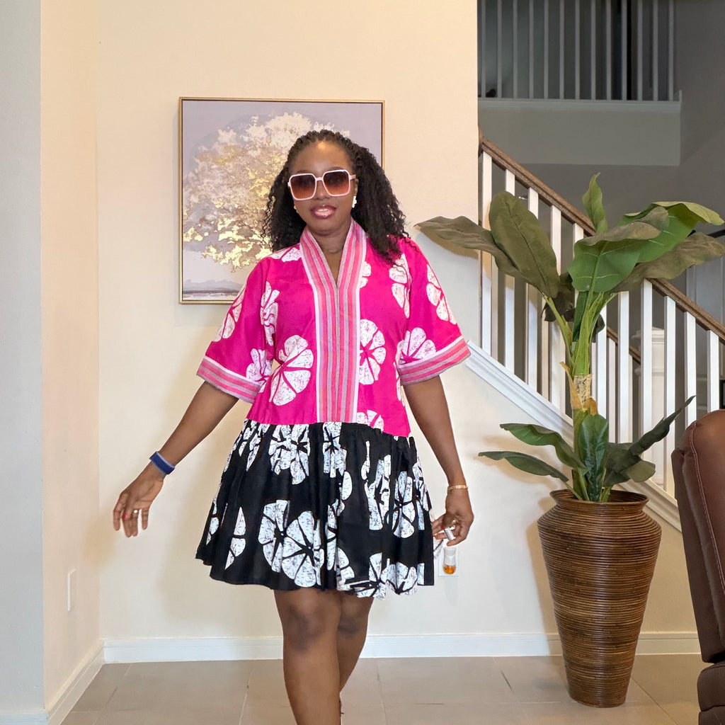 Ankara Mini Dress with Handwoven Aso Oke