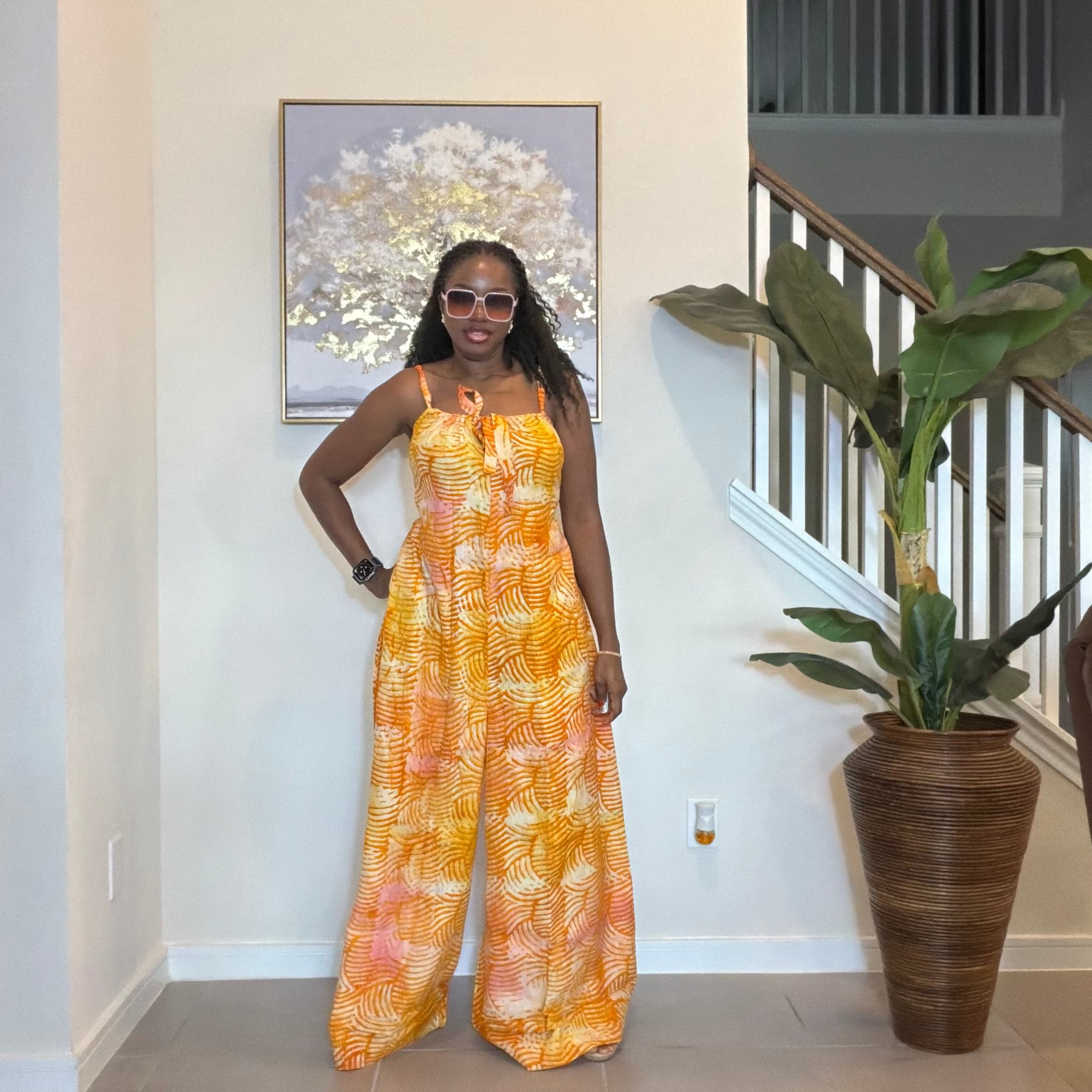 2-Piece Adire Crepe Jumpsuit and Maxi Kimono Set
