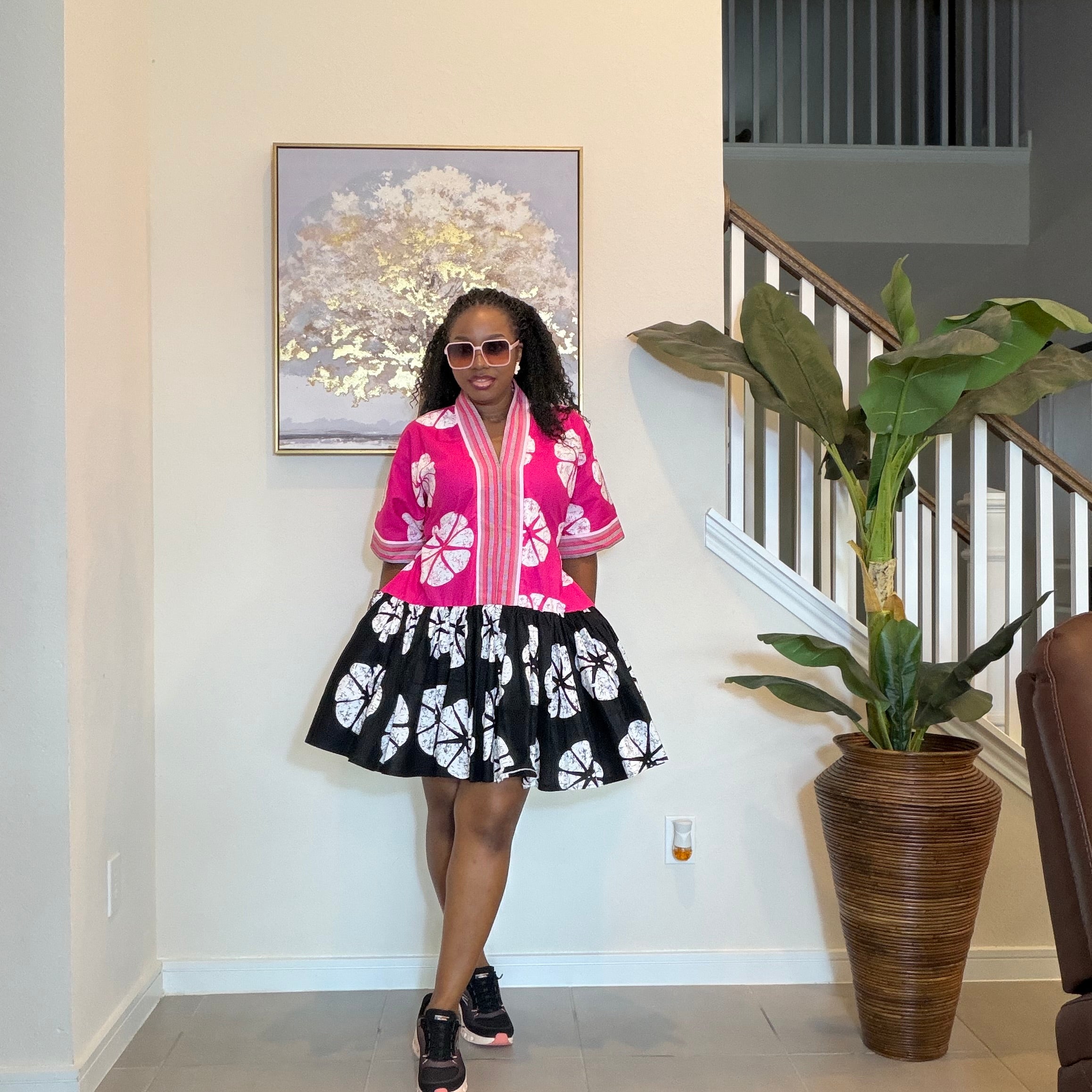 Ankara Mini Dress with Handwoven Aso Oke