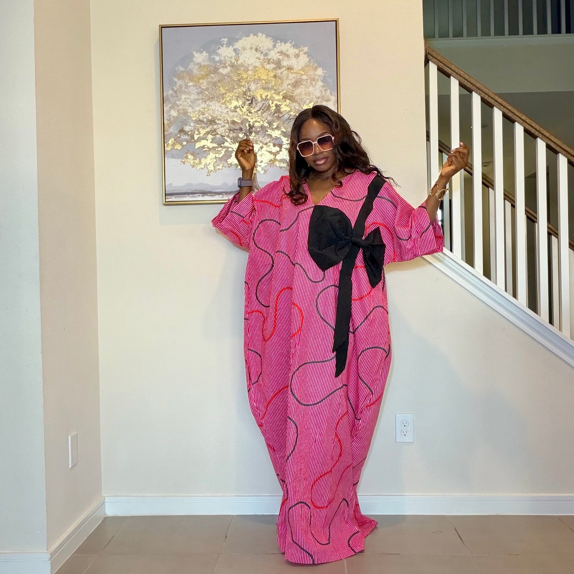 Ankara Bubu Dress with Statement Bow