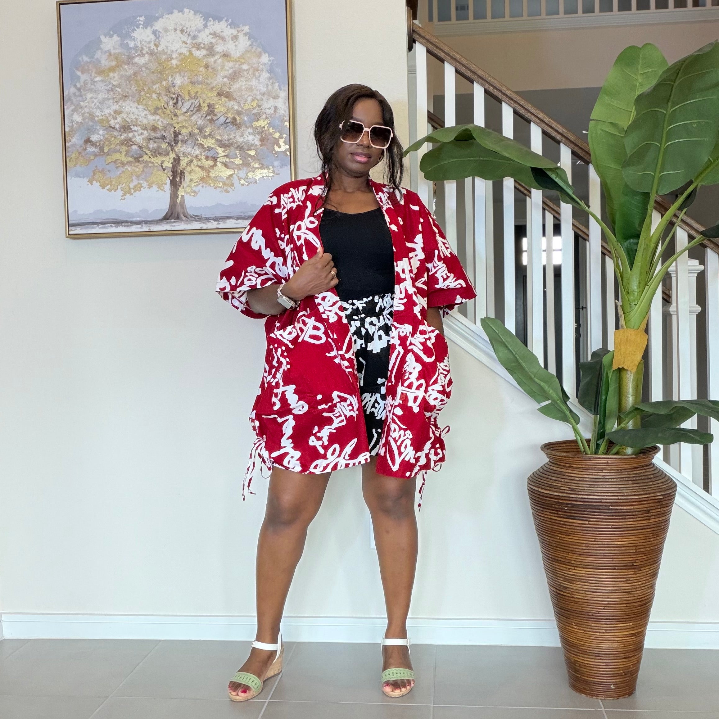 Ankara Kimono & Knicker Set: African Print Boho Lounge Outfit