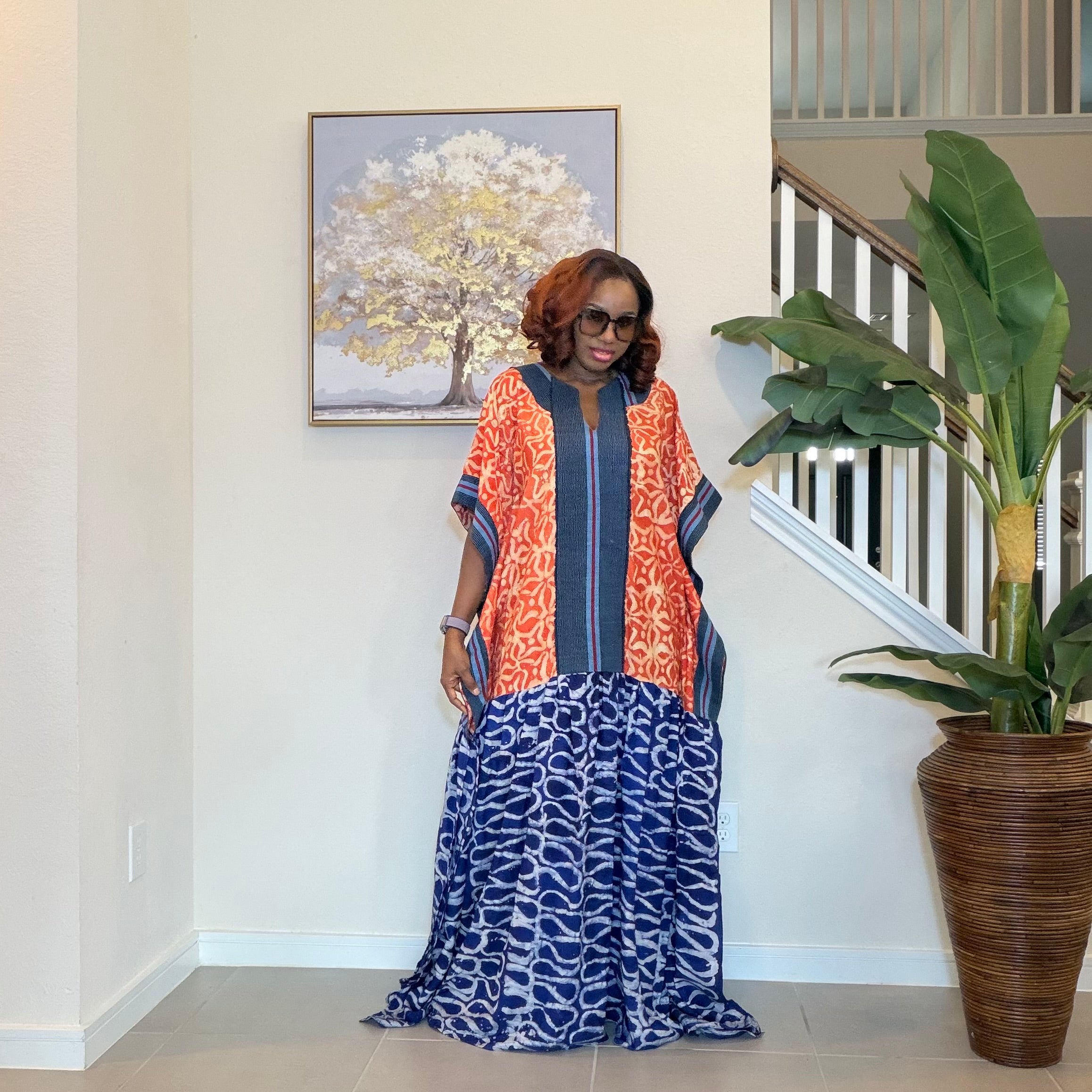 Adire Maxi Dress, African Print Maxi Dress