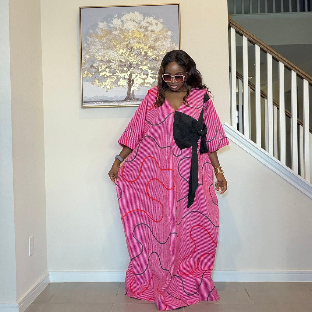 Ankara Bubu Dress with Statement Bow