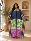 Denim, Aso Oke & Adire Mixed-Media Maxi Kimono