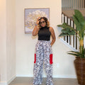 Ankara Wide‑Leg Pants with Aso Oke side pockets.