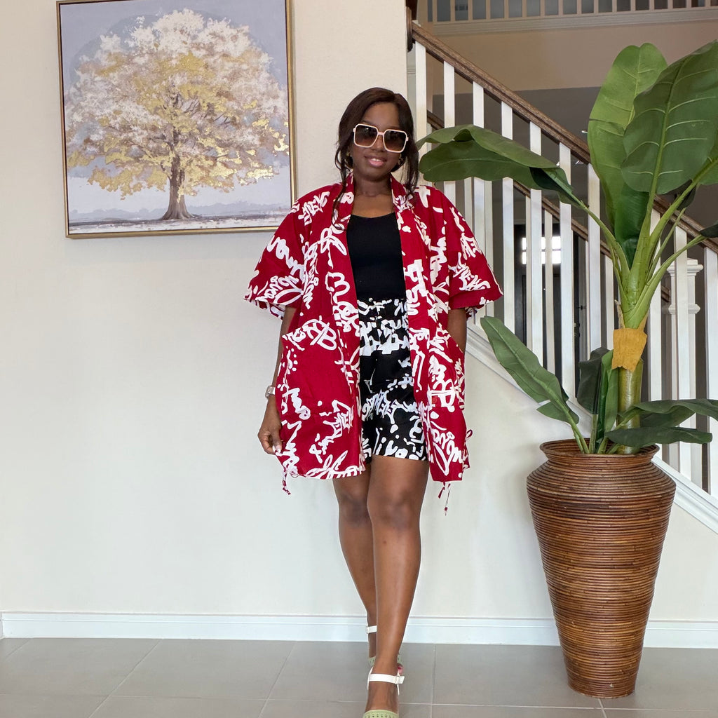 Ankara Kimono & Knicker Set: African Print Boho Lounge Outfit