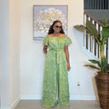 Adire Jumpsuit - African Print Off-the-Shoulder Wide Leg Romper