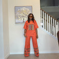 Linen Two Piece Set With Aso Oke Patch