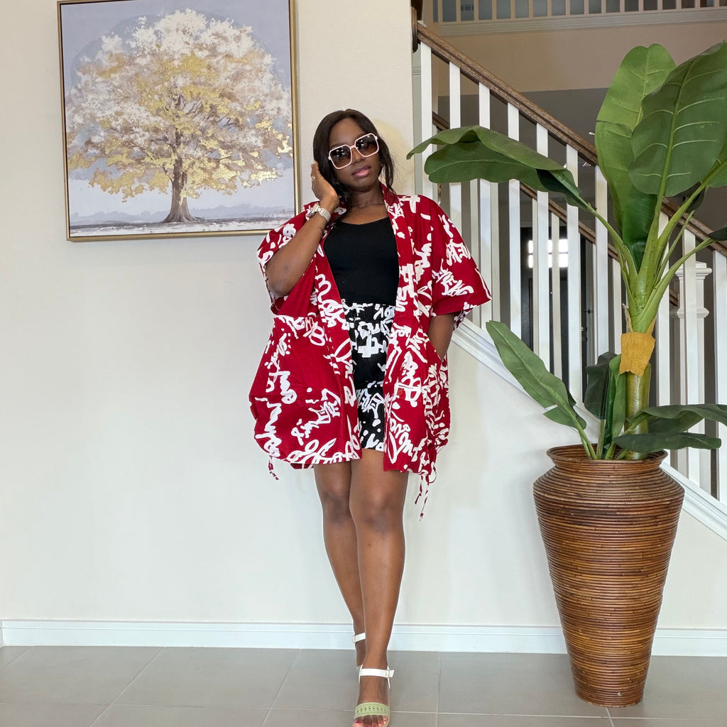 Ankara Kimono & Knicker Set: African Print Boho Lounge Outfit