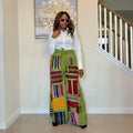 Luxury Linen Trousers with Stoned Aso Oke Patch