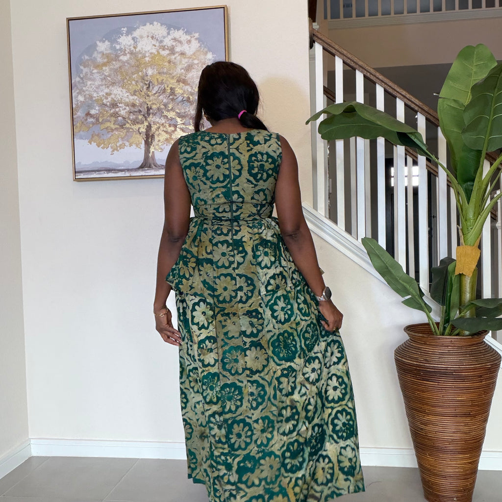 Adire Dress with Flare Sides – Sleeveless African Print Dress for Women