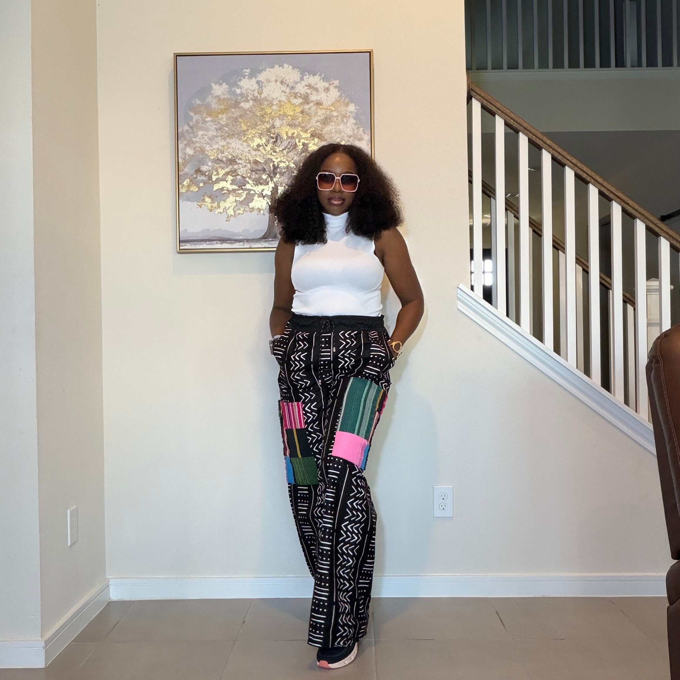 Ankara Wide Leg Trousers with Aso Oke Patch Pockets