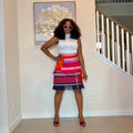 Colorful African Aso Oke Fringe Skirt, Handmade Aso Oke Patchwork Skirt