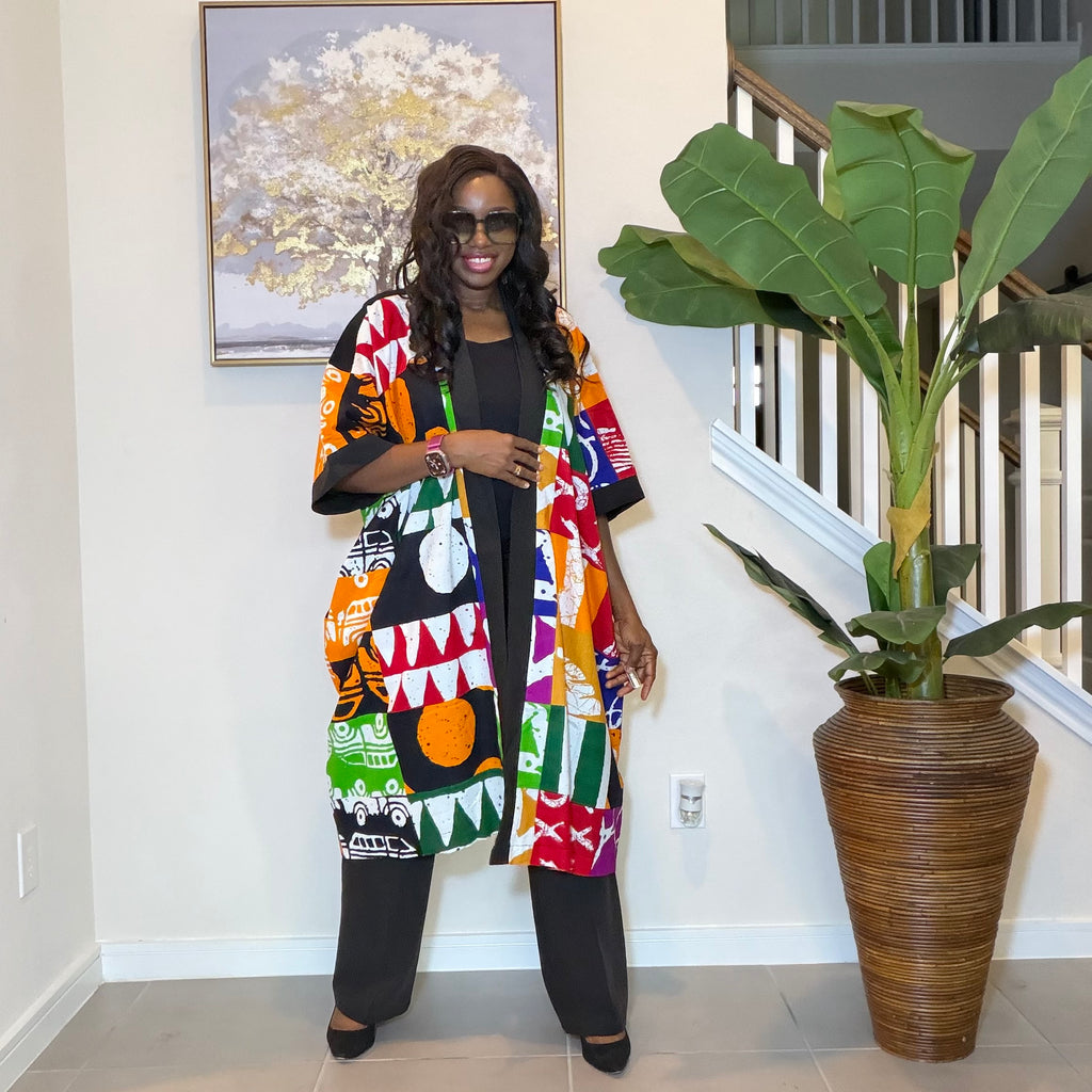 Ankara Patchwork Kimono, Abstract Pop Art Kimono