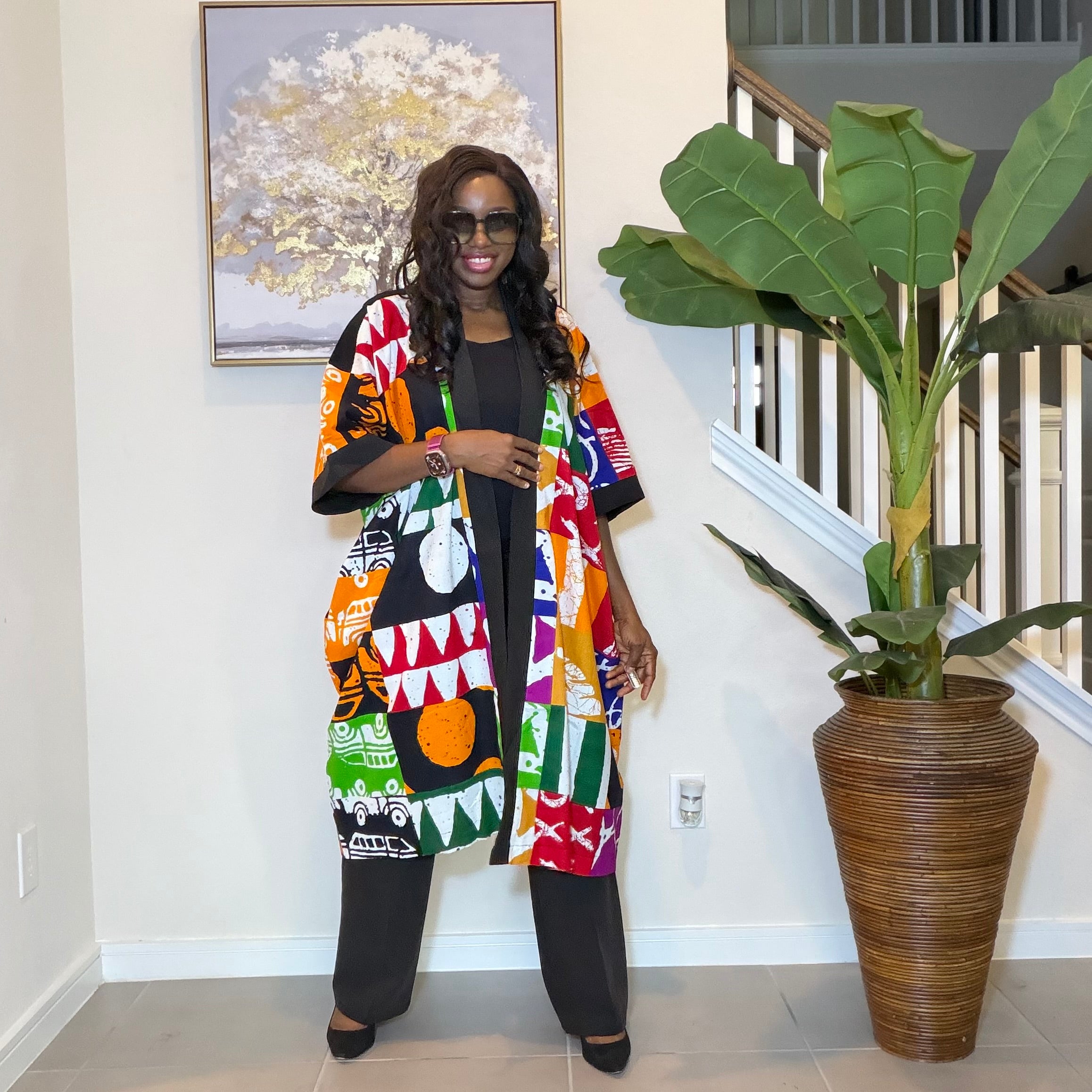 Ankara Patchwork Kimono, Abstract Pop Art Kimono