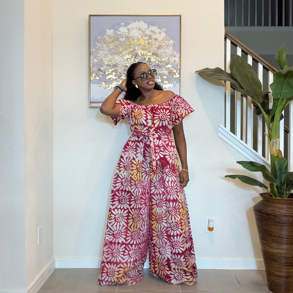 Adire Printed Wide-Leg Jumpsuit