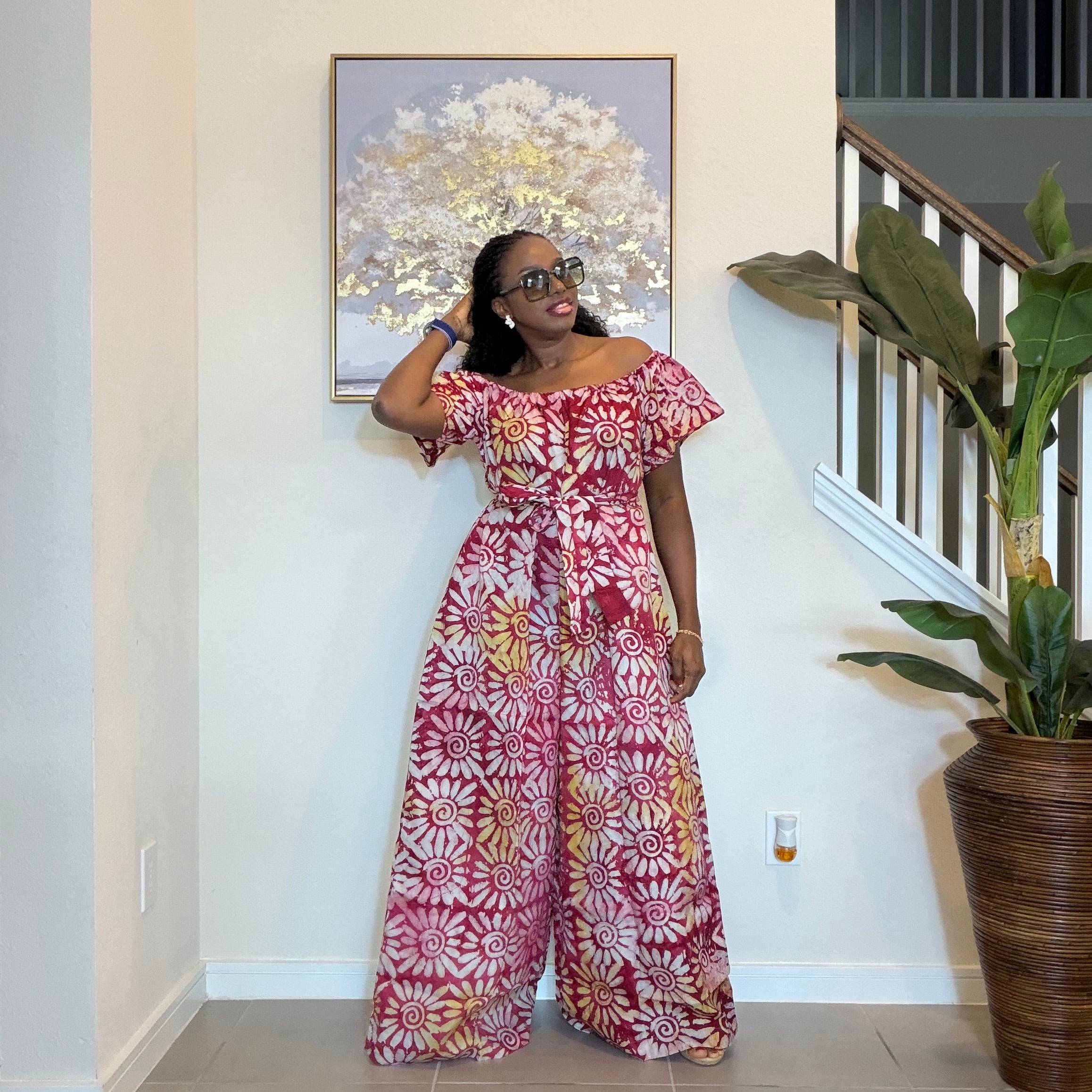 Adire Printed Wide-Leg Jumpsuit