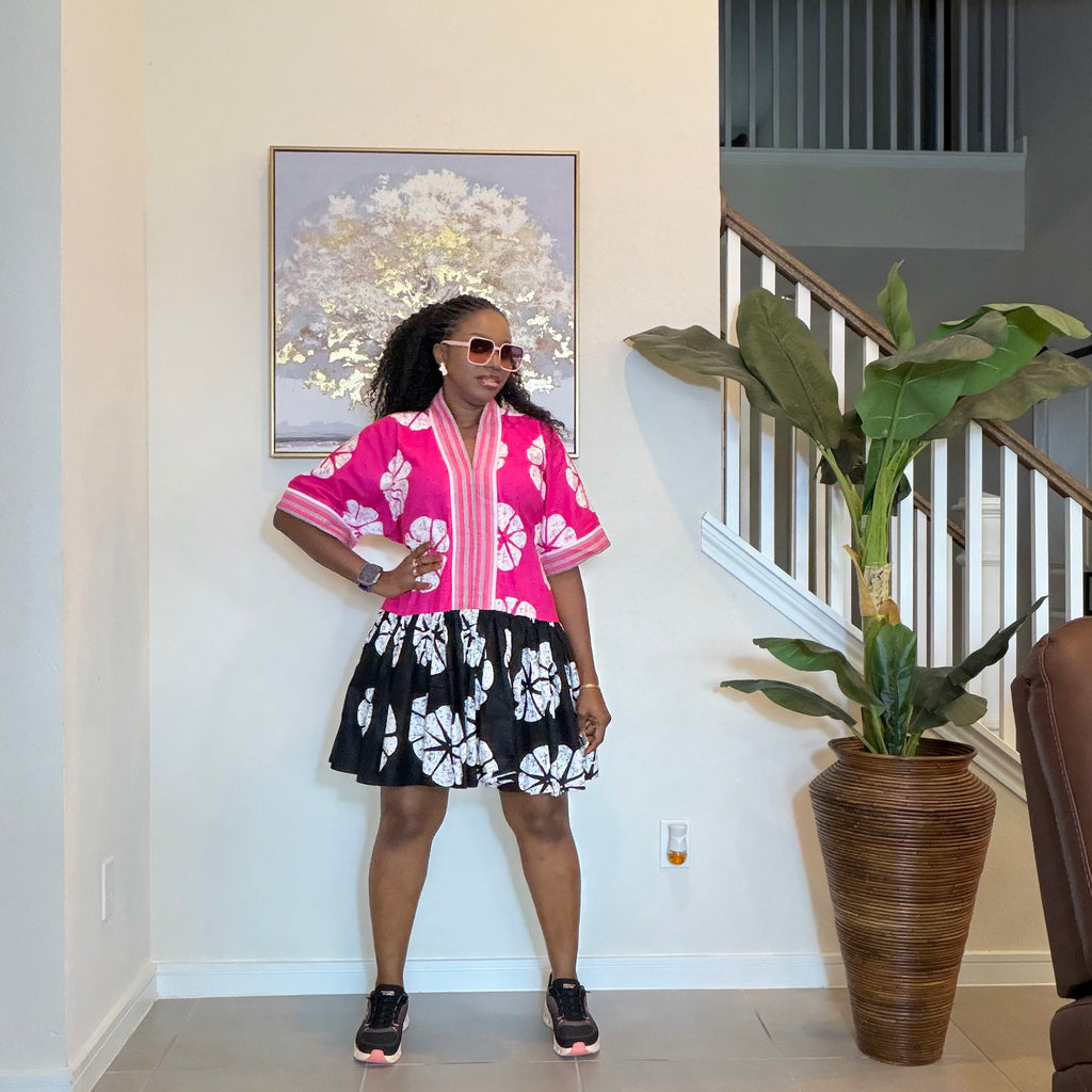 Ankara Mini Dress with Handwoven Aso Oke