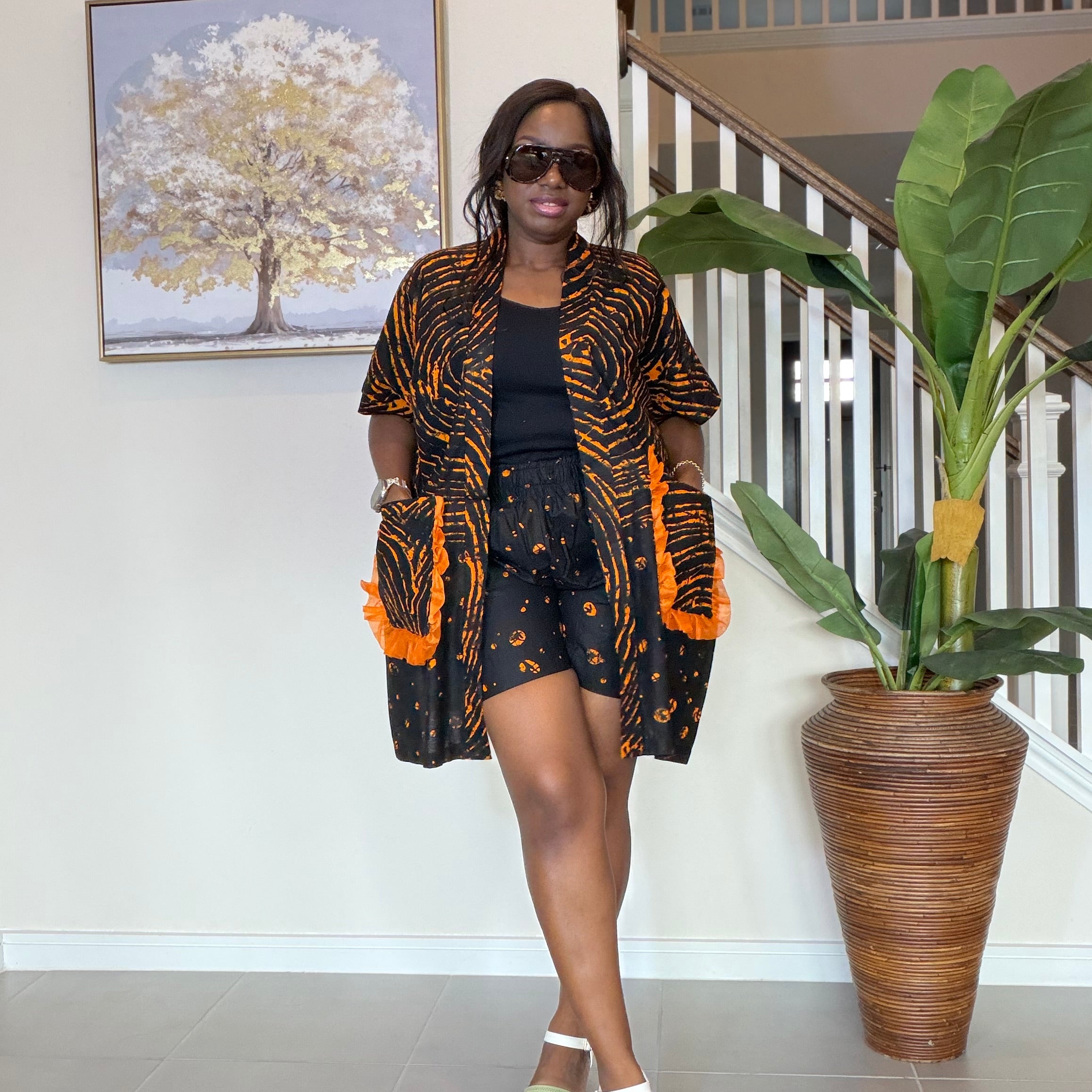 Ankara Kimono & Knicker Set: African Print Boho Lounge Outfit
