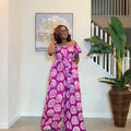 Adire Jumpsuit - African Print Off-the-Shoulder Wide Leg Romper