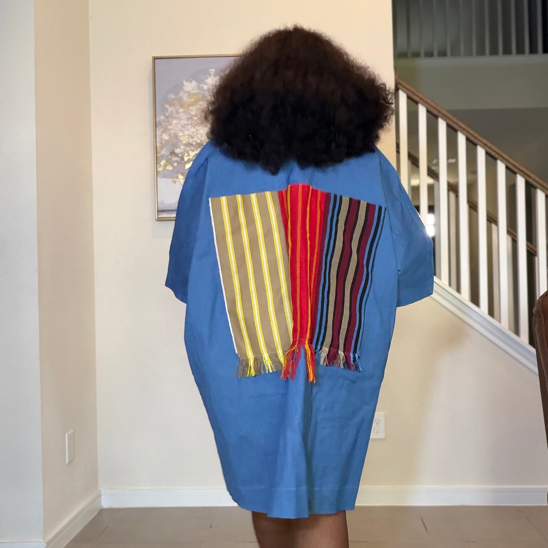 Denim and Aso Oke Shift Dress
