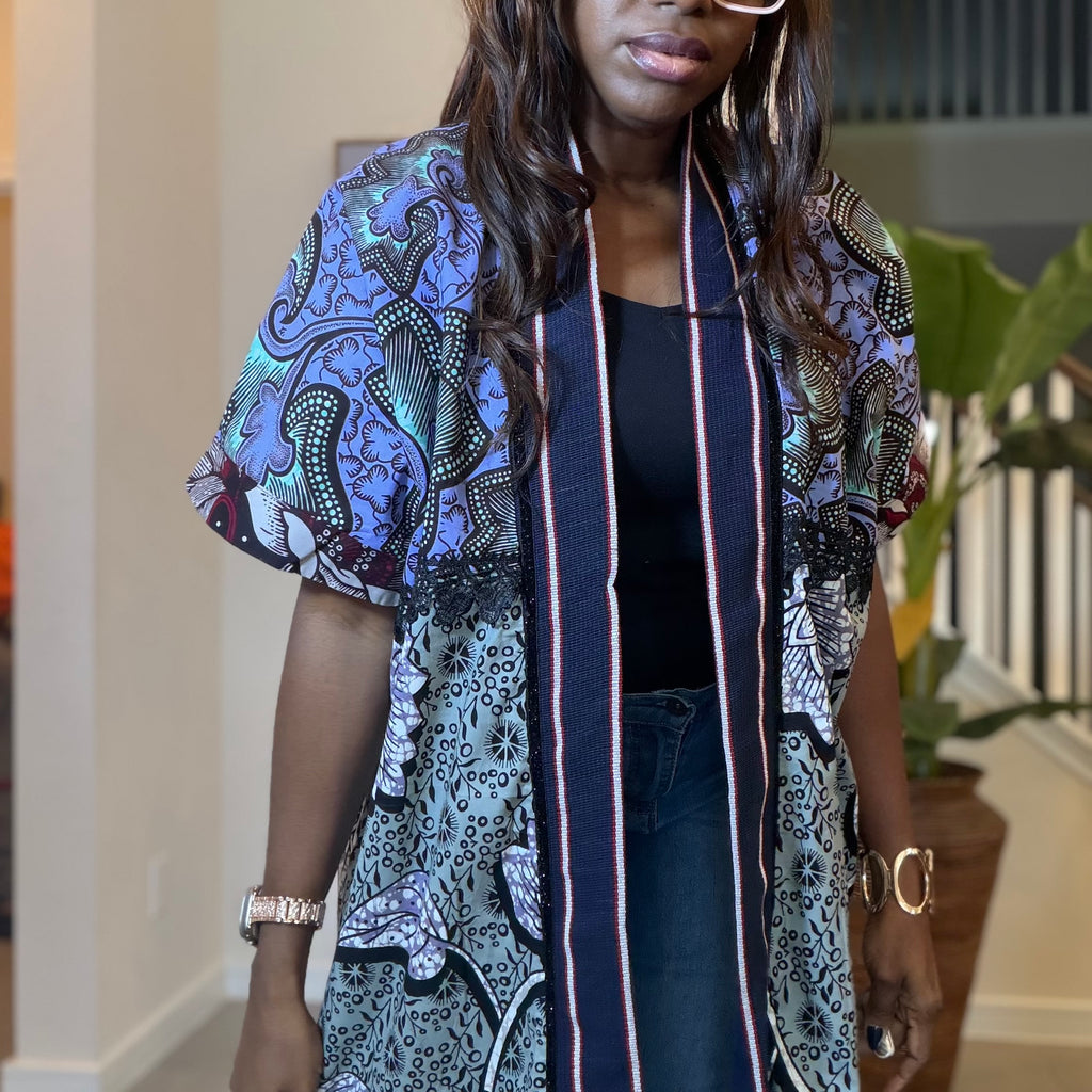Elegant Floral Ankara Kimono, Boho Chic Kimono