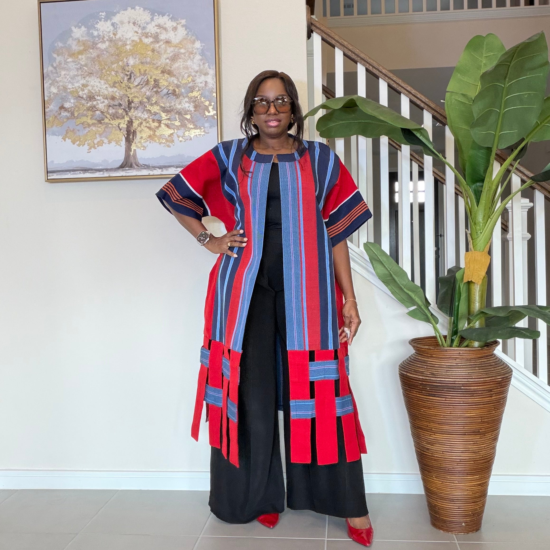 Handwoven Aso Oke Kimono Jacket | Nigerian Yoruba Fabric, Boho Coat