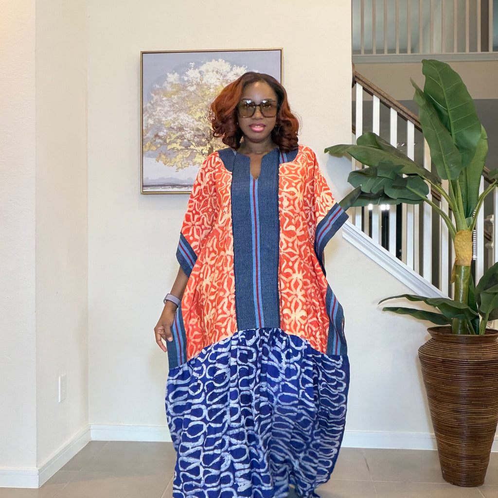 Adire Maxi Dress, African Print Maxi Dress