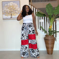 African Patchwork Wide‑Leg Trousers with Aso Oke

---