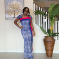 Adire Floral Wide-Leg Jumpsuit with Aso Oke Detail