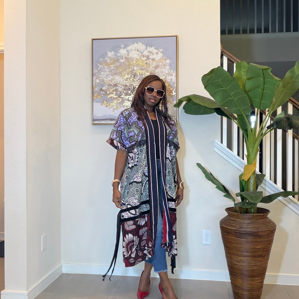 Elegant Floral Ankara Kimono, Boho Chic Kimono