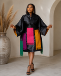 Black Milkados Short Dress with Aso Oke Accent Adjustable Back Belt