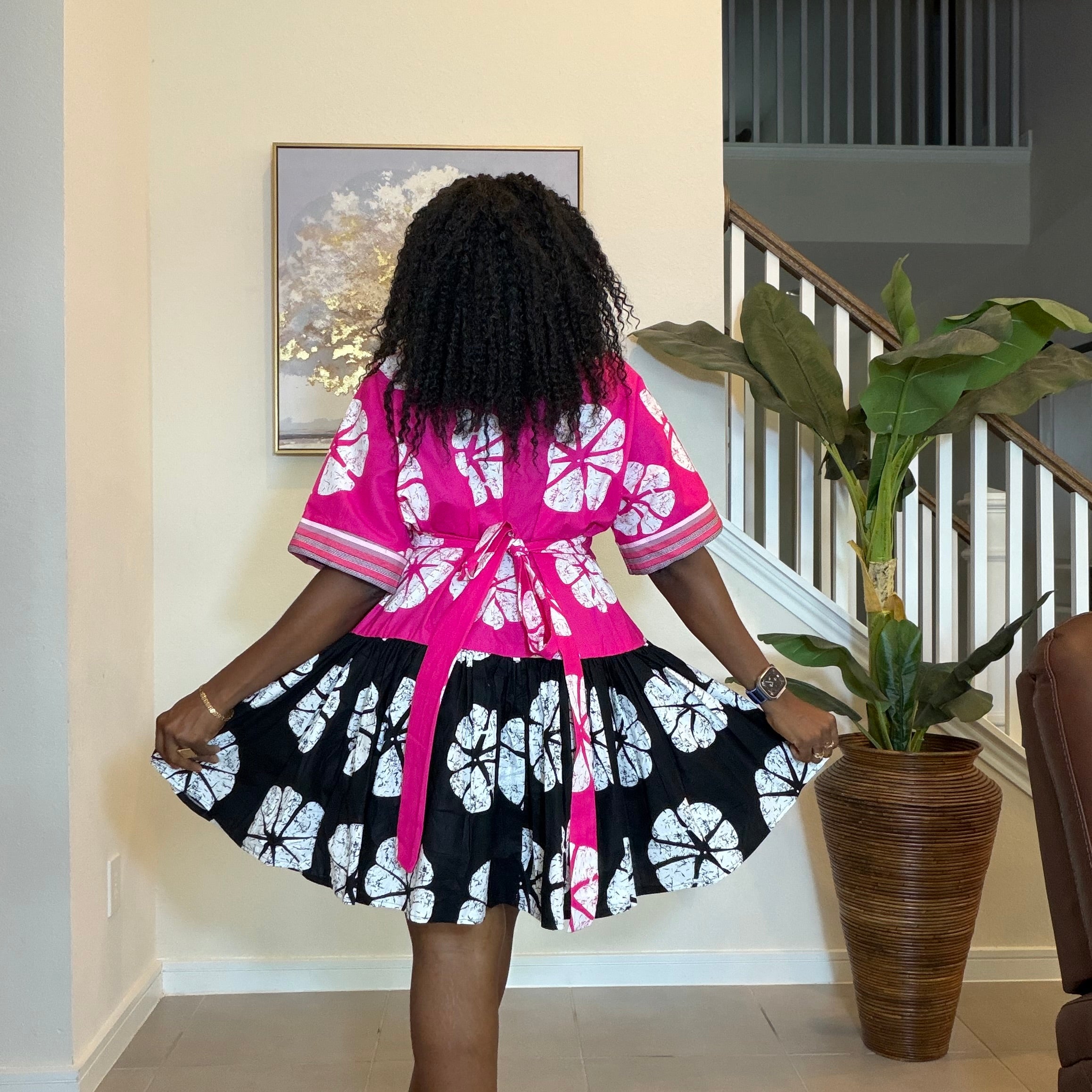 Ankara Mini Dress with Handwoven Aso Oke