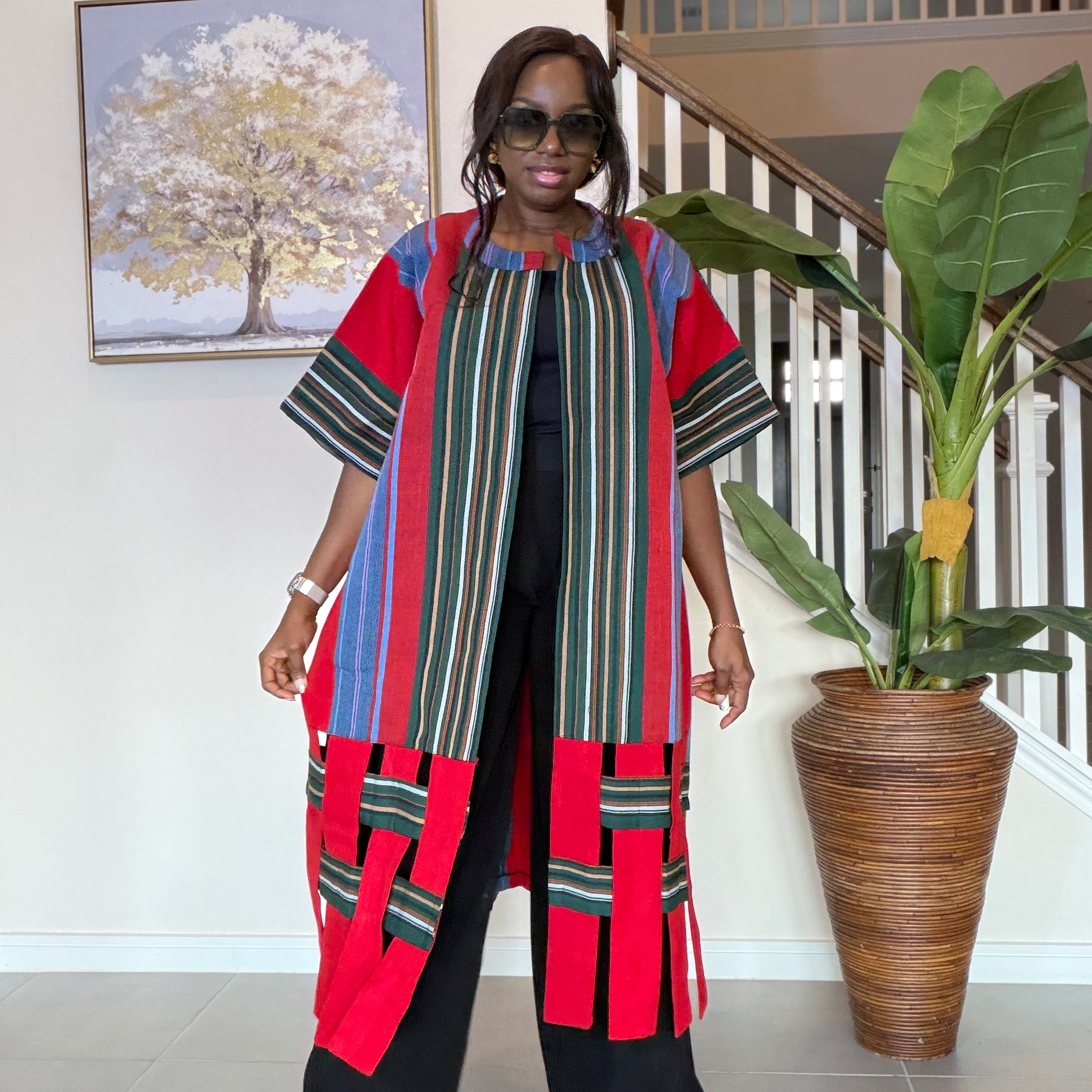 Handwoven Aso Oke Kimono Jacket | Nigerian Yoruba Fabric, Boho Coat