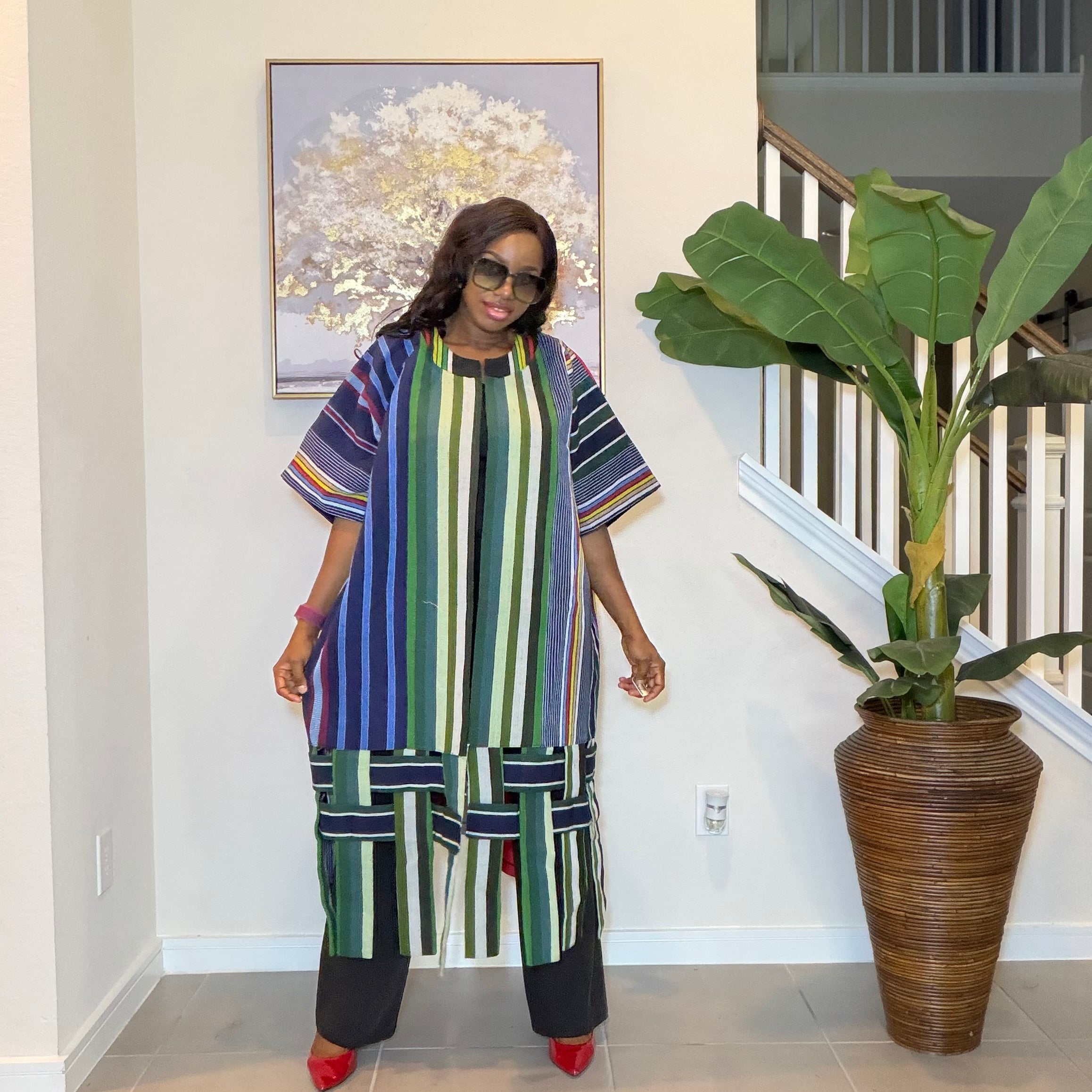 Aso Oke Kimono Jacket, Nigerian Yoruba Fabric, Boho Coat