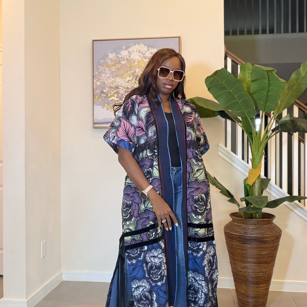 Elegant Floral Ankara Kimono, Boho Chic Kimono