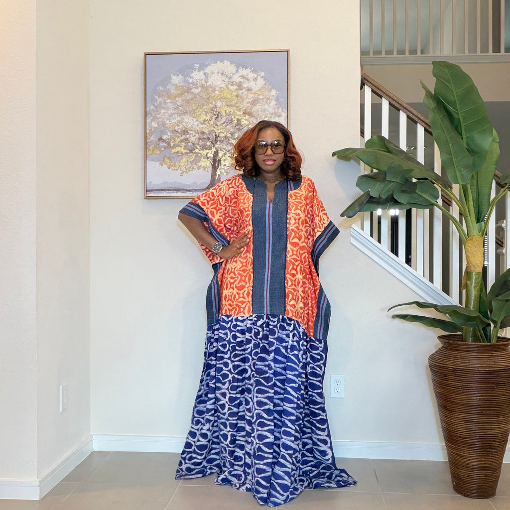 Adire Maxi Dress, African Print Maxi Dress