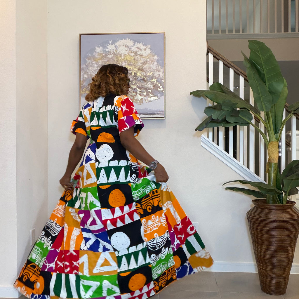 Printed Zip-Front Ankara Maxi Kimono