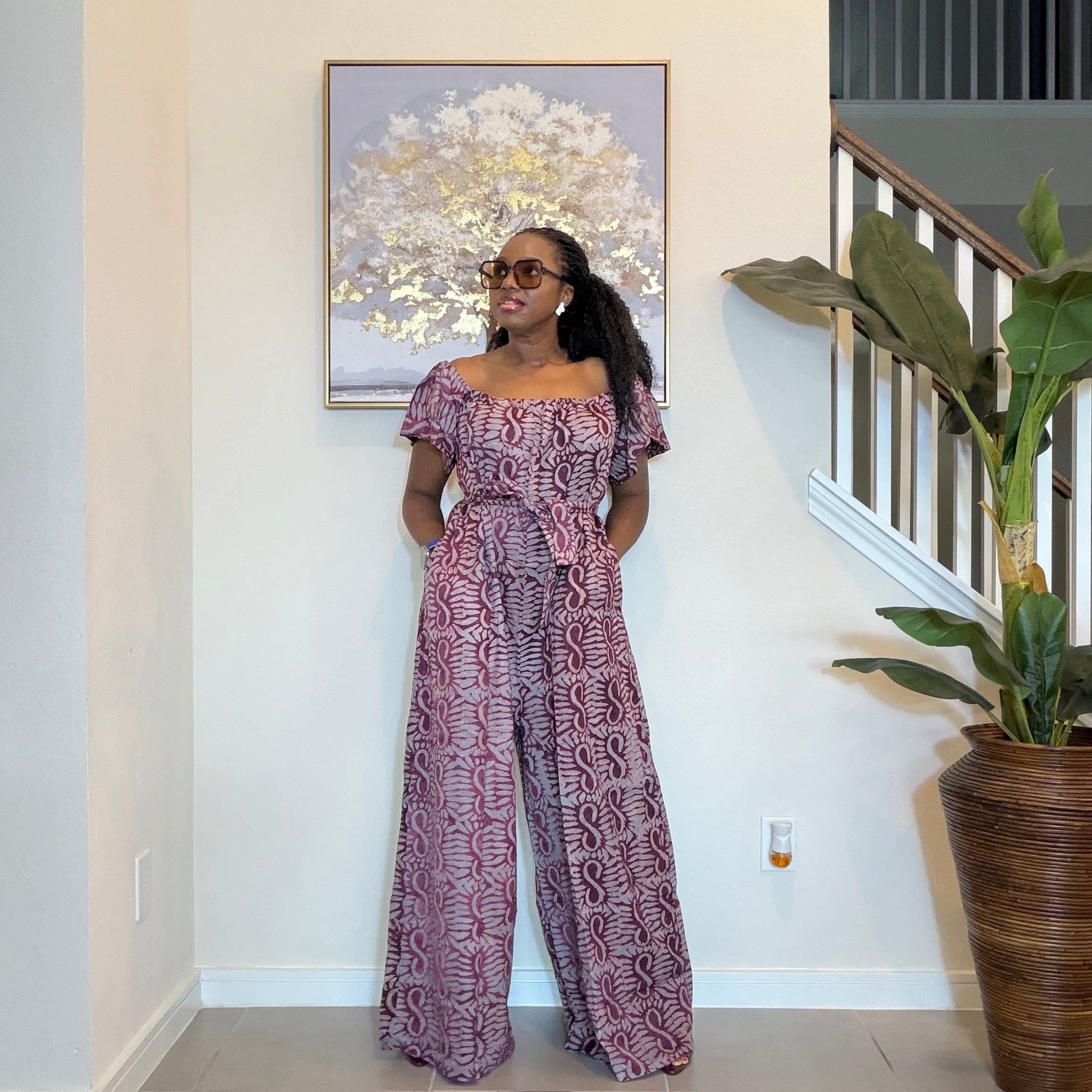 Adire Crepe Off-The-Shoulder Jumpsuit