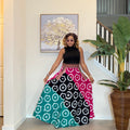 African Ankara Maxi Skirt, High Waist Skirt with Aso Oke Pockets