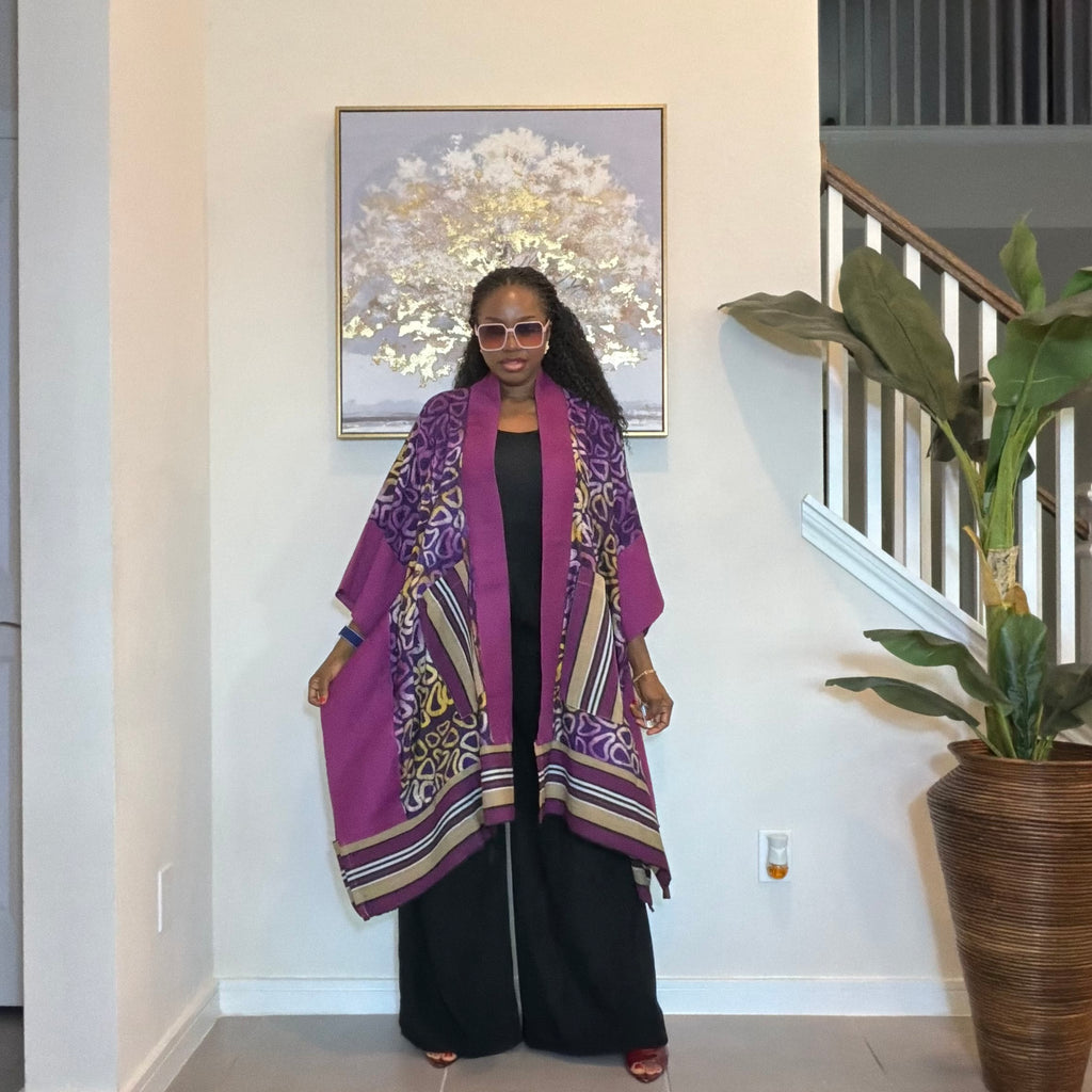 African Adire and Aso Oke Kimono, African print kimono, African fashion, Handmade African Print Robe, Boho Nigerian Fashion