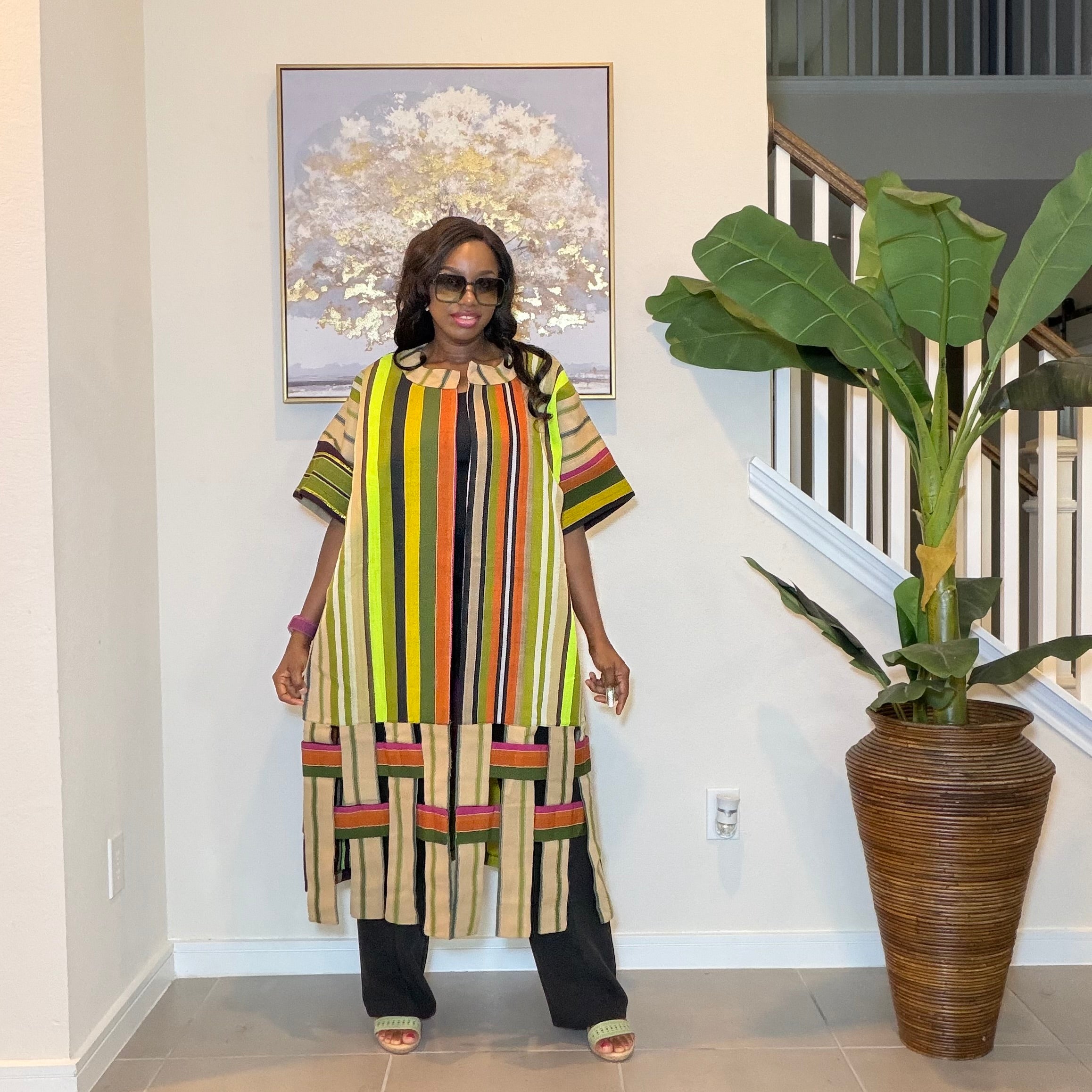 Aso Oke Kimono Jacket, Nigerian Yoruba Fabric, Boho Coat