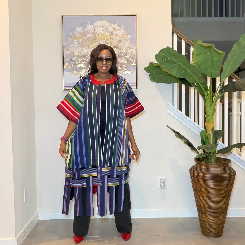 Aso Oke Kimono Jacket, Nigerian Yoruba Fabric, Boho Coat