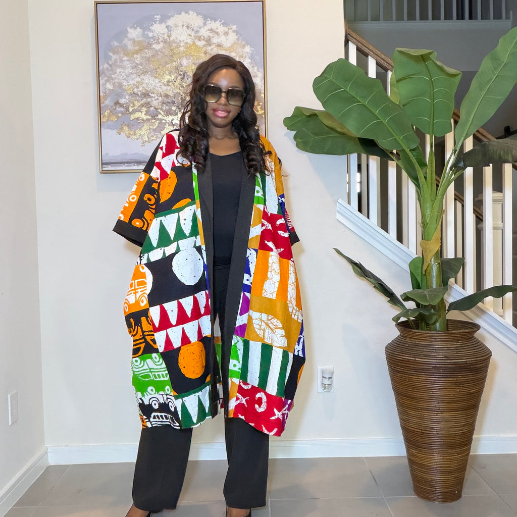 Ankara Patchwork Kimono, Abstract Pop Art Kimono